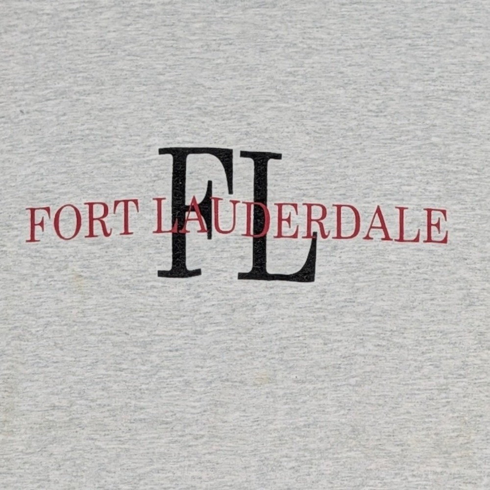 Vintage Fruit of the Loom Fort Lauderdale FL Graphic T-Shirt Gray XL USA Made